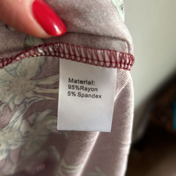 DUSDIMOn NWT dress size 2xl burgundy flowers print - Picture 5 of 5